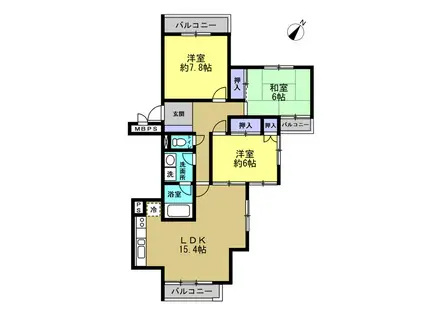 三旺マンション星ヶ丘(3LDK/3階)の間取り写真