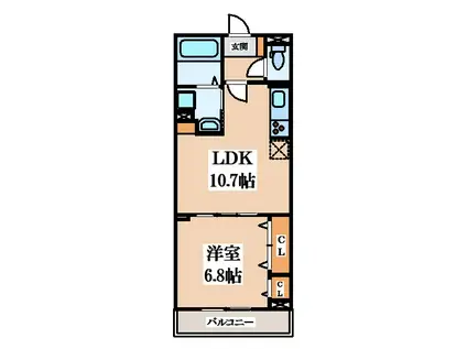 G-SQUARE(1LDK/2階)の間取り写真