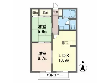 エターナルタウンB(2LDK/2階)の間取り写真