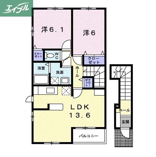 ルージュ(2LDK/2階)の間取り写真