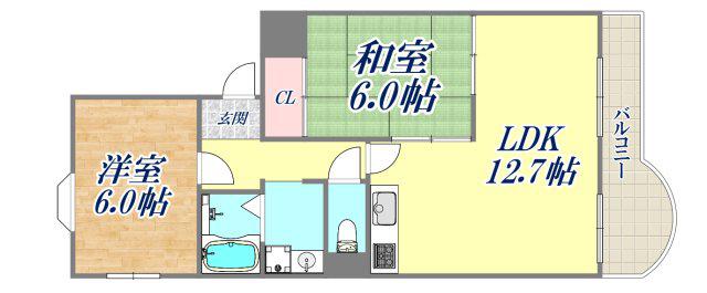 エスポアール西宮北口Ⅱ(2LDK/1階)の間取り写真