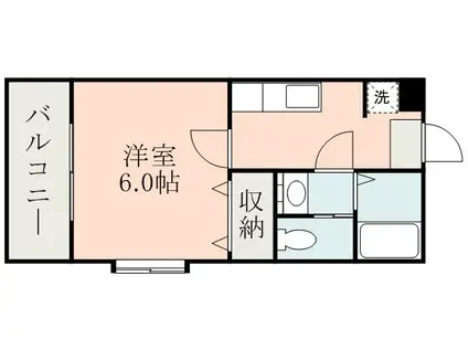 れいめい上荒田(1K/1階)の間取り写真