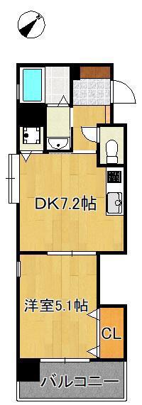クレール花音(1DK/5階)の間取り写真