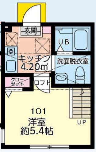 ミ・カーサ横浜立場(1K/1階)の間取り写真