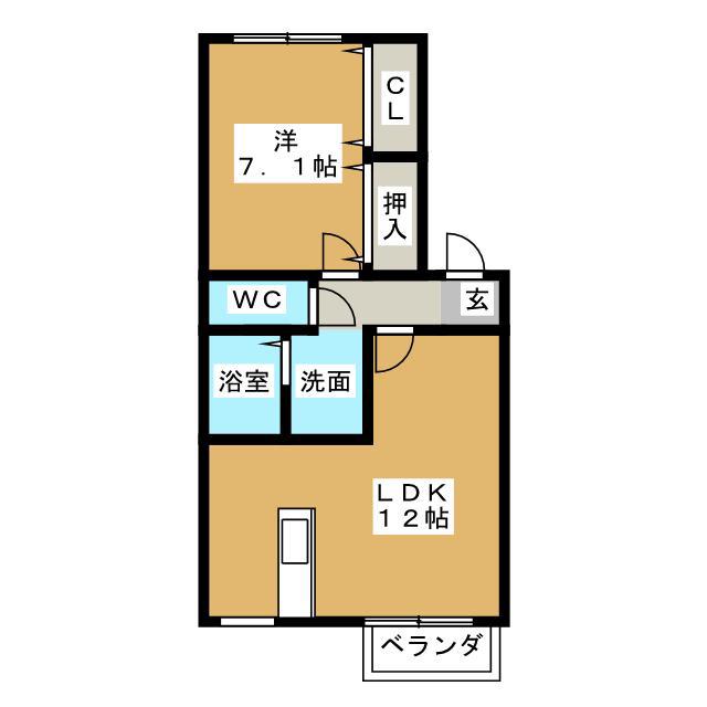 エクレール B棟(1LDK/2階)の間取り写真