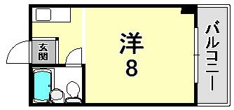 甲子園ピース(ワンルーム/3階)の間取り写真