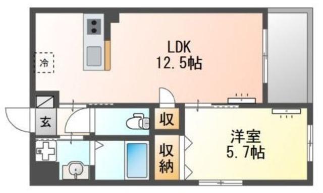 立川市一番町4丁目マンション(1LDK/2階)の間取り写真