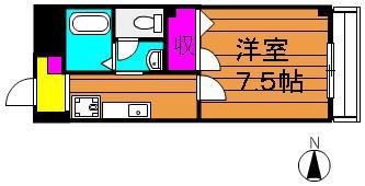 ビューハイツ吉備路(1K/1階)の間取り写真