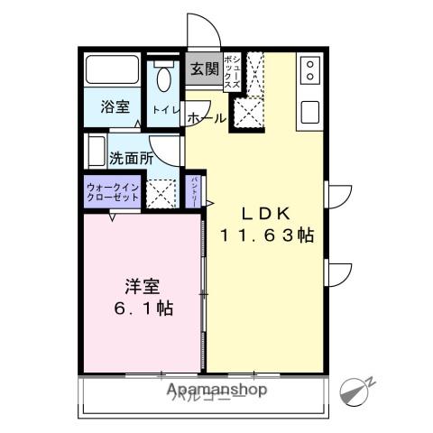 ヌック青葉台(1LDK/1階)の間取り写真