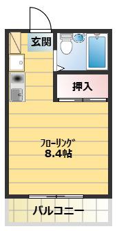 ハイツまいおか(ワンルーム/2階)の間取り写真