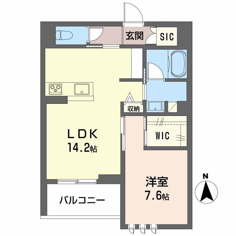 フェリシア(1LDK/3階)の間取り写真