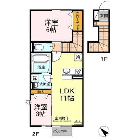 ベルタ7(2LDK/2階)の間取り写真