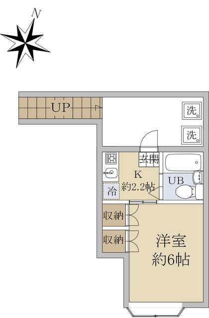 スカール代沢(1K/2階)の間取り写真