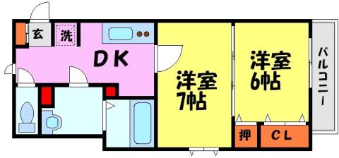 大谷町アネックス(1LDK/4階)の間取り写真