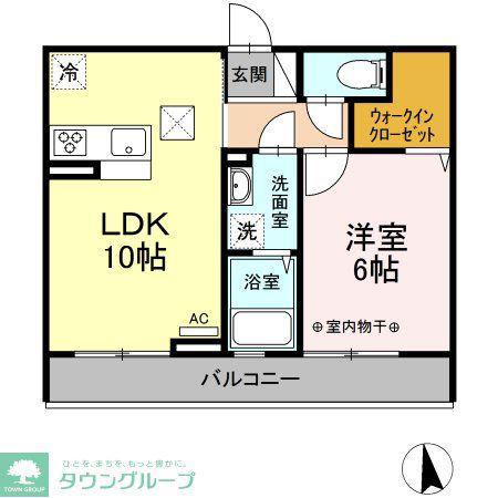 ETERNA東本町I(1LDK/1階)の間取り写真