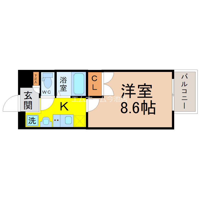 パルティール今池アネックス(1K/7階)の間取り写真