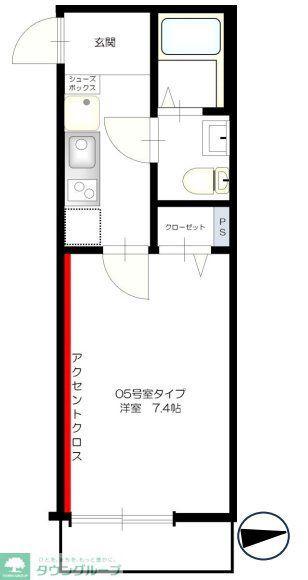 BABYLON船橋法典(1K/1階)の間取り写真