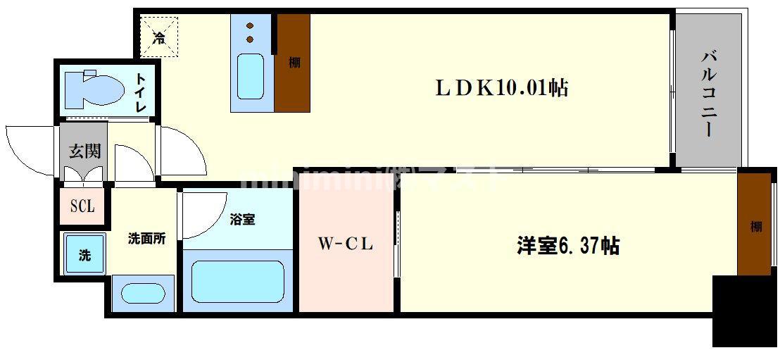 VINOプレジオ本町(1LDK/4階)の間取り写真