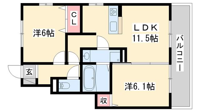 アルページュ ブラン(2LDK/1階)の間取り写真