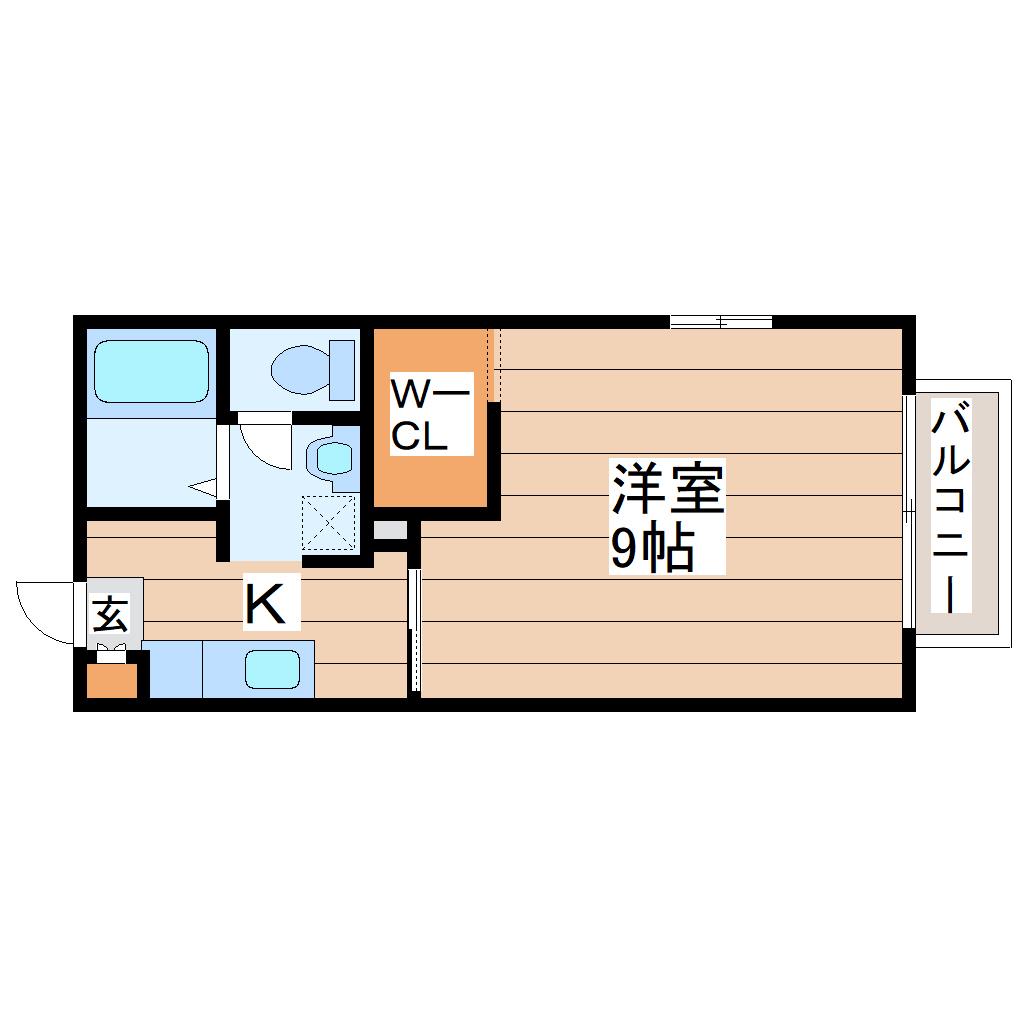 ルクエンス小田原B(1K/1階)の間取り写真