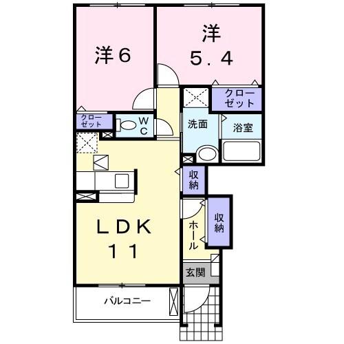プロムナード智(2LDK/1階)の間取り写真