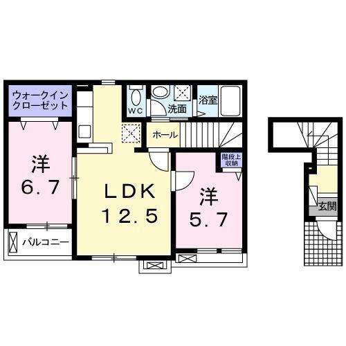 ダンデライオンますがD(2LDK/2階)の間取り写真