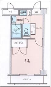 フォックスレイク(1K/4階)の間取り写真