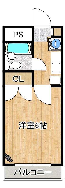 アムラックスII(1K/4階)の間取り写真