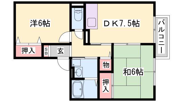 グランベールI(2DK/2階)の間取り写真