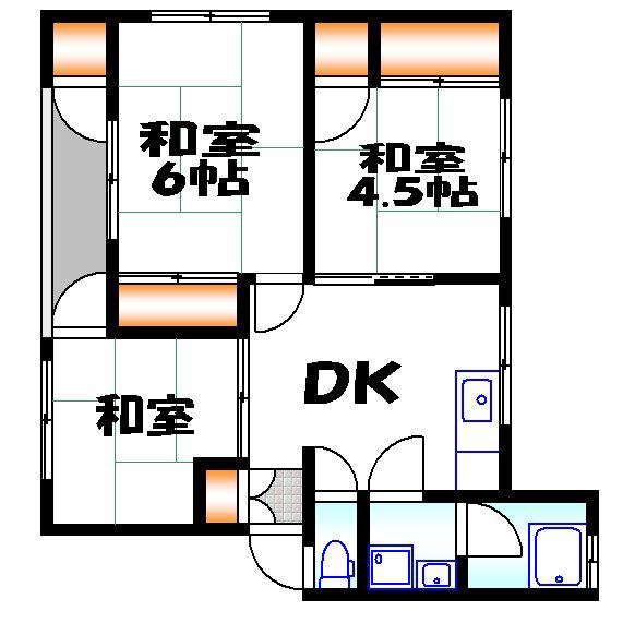 いづみマンション(3DK/4階)の間取り写真