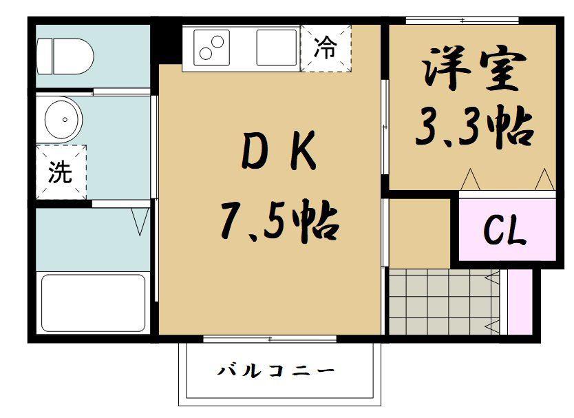 エクシリア原町II(1DK/1階)の間取り写真
