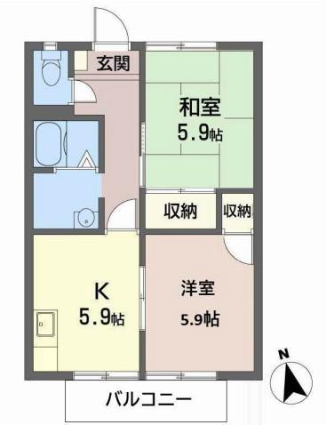 フレグランス白浜(2K/2階)の間取り写真