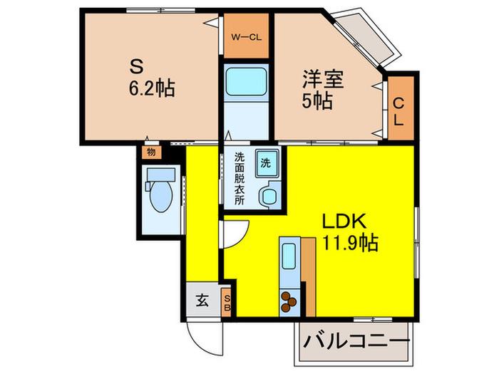 KORAZON西田辺(1SLDK/3階)の間取り写真