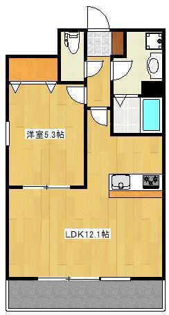 クロノス25上熊本(1LDK/6階)の間取り写真