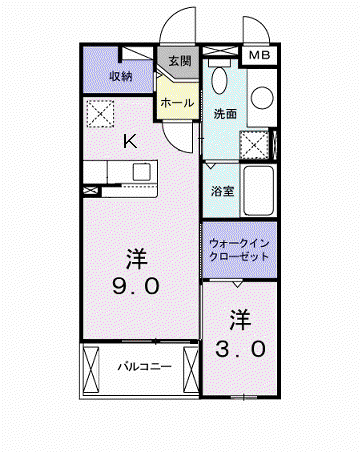 サンハウス志家(1LDK/3階)の間取り写真