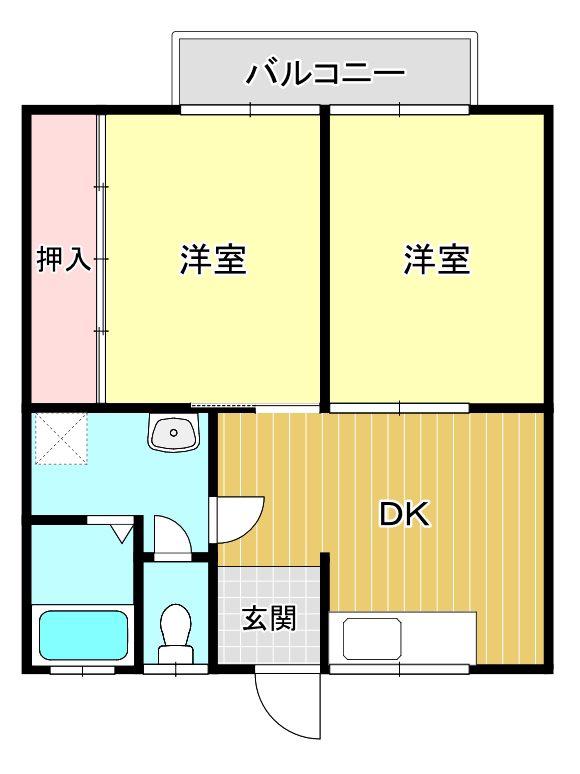 サンヴェールマロニエ(2DK/2階)の間取り写真