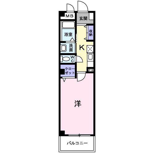 アルモニーB(1K/2階)の間取り写真