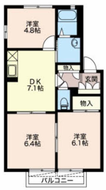 グリーンメゾン鮎沢(3DK/2階)の間取り写真