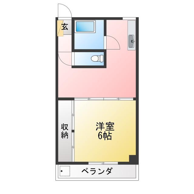 日電ビル(1DK/2階)の間取り写真