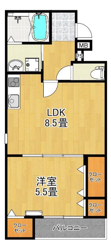 フジパレス高石駅南I番館(1LDK/1階)の間取り写真