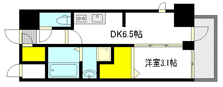 EC広島横川本通(1DK/5階)の間取り写真