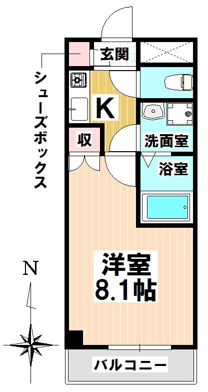 アベニール佃(1K/2階)の間取り写真