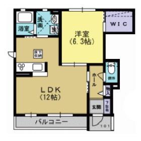 クリード江川II(1LDK/1階)の間取り写真
