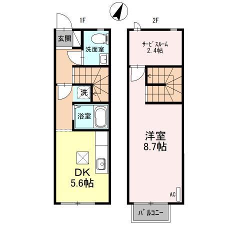 シャテロ(1SDK/1階)の間取り写真