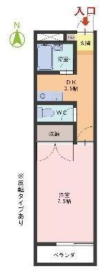 キュアメロディ(1DK/3階)の間取り写真