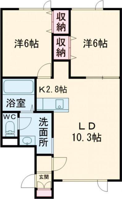 GRACE GARDEN(2LDK/2階)の間取り写真