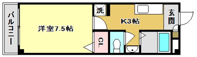 ノワール大原(1K/2階)の間取り写真