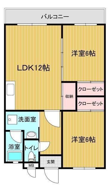 飯田ビル(2LDK/3階)の間取り写真