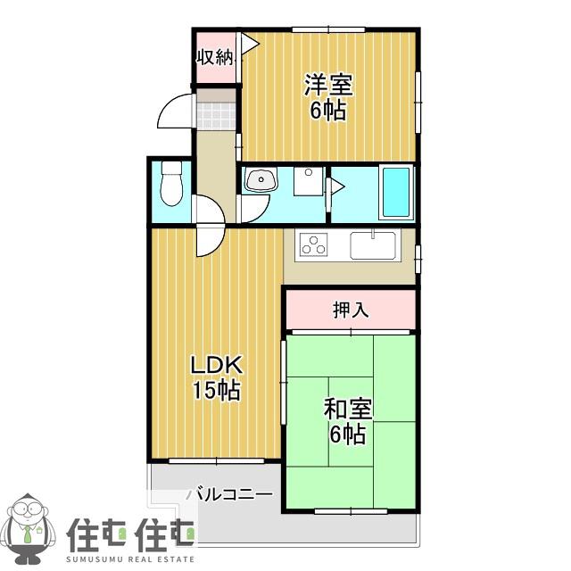 クレスト白鳥(2LDK/3階)の間取り写真