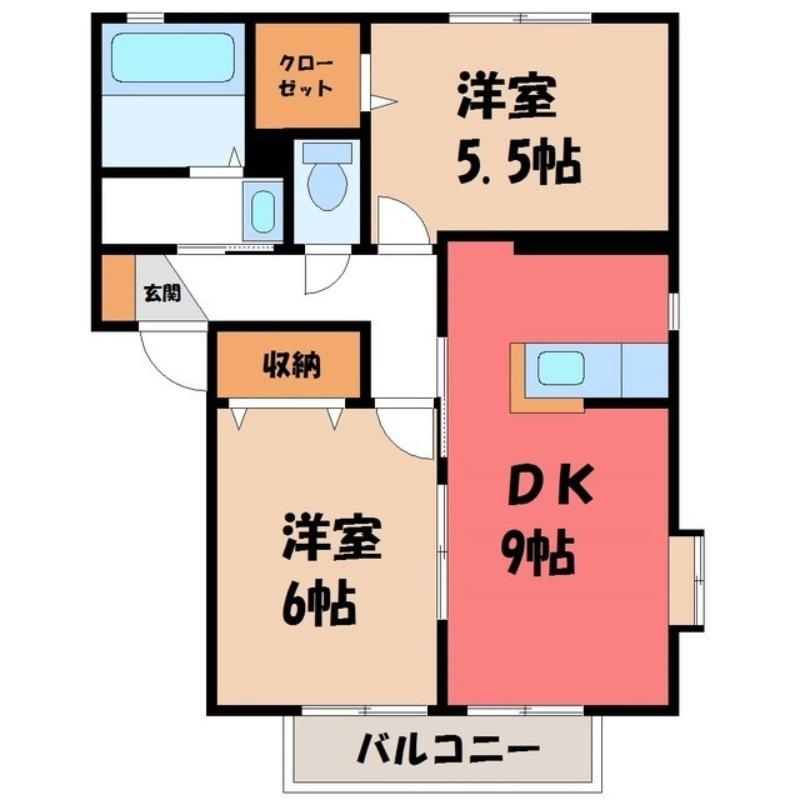 エクセレントE棟(2LDK/2階)の間取り写真